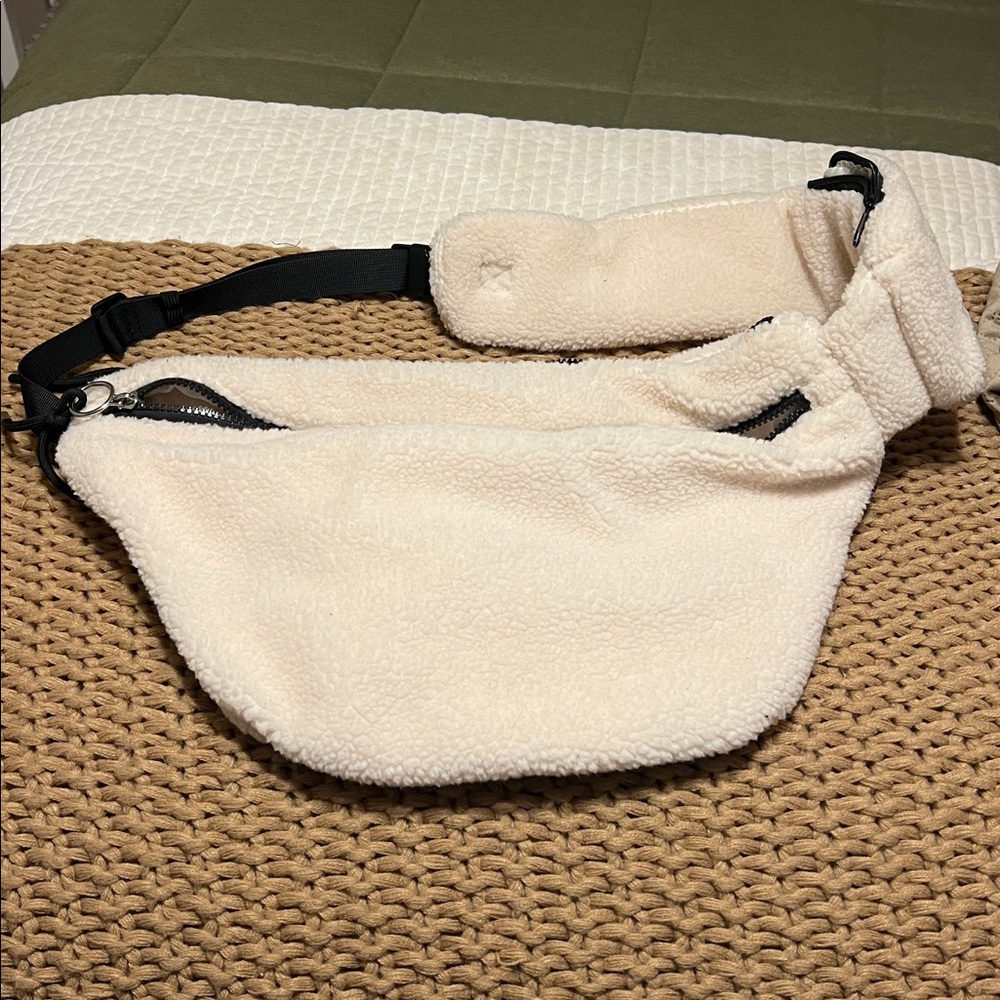 Free People Cream Sherpa crossbody/bum bag